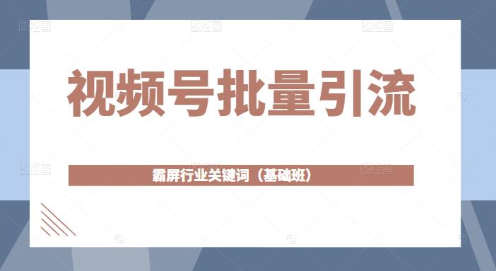 视频号批量引流，霸屏行业关键词（基础班）全面系统讲解视频号玩法|小鸡网赚博客