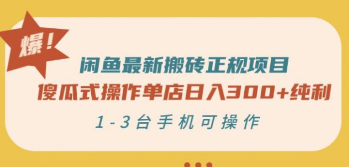 闲鱼最新搬砖正规项目：傻瓜式操作单店日入300+纯利，1-3台手机可操作|小鸡网赚博客