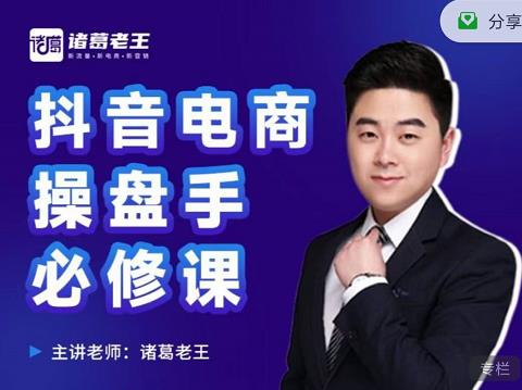 诸葛老王-抖音电商操盘手必修课：顶层设计，​起号破局，爆款运营，数据分析|小鸡网赚博客