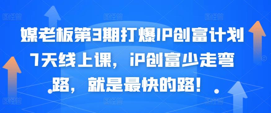 媒老板第3期打爆IP创富计划7天线上课，IP创富少走弯路，就是最快的路！|小鸡网赚博客
