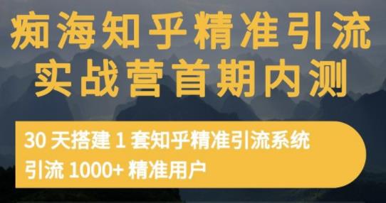 痴海知乎精准引流实战营1-2期，30天搭建1套知乎精准引流系统，引流1000+精准用户|小鸡网赚博客