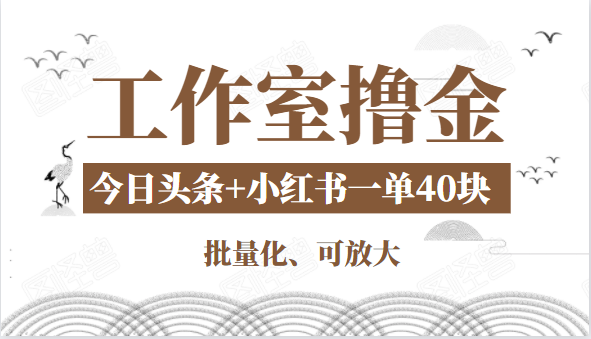 工作室撸金二件套：撸今日头条原创收益+小红书一单利润40块项目|小鸡网赚博客