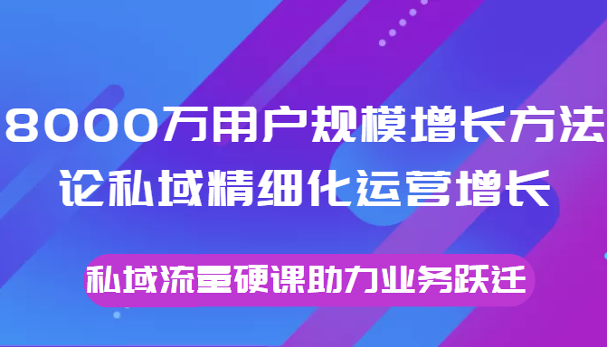 8000万用户规模增长方法论私域精细化运营增长，私域流量硬课助力业务跃迁|小鸡网赚博客