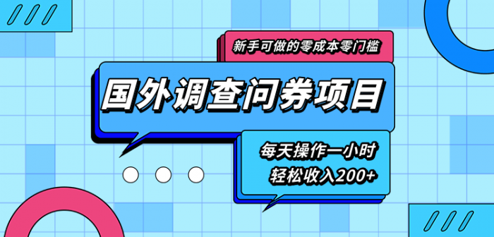 新手零成本零门槛可操作的国外调查问券项目，每天一小时轻松收入200+|小鸡网赚博客