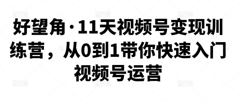 好望角·11天视频号变现训练营，从0到1带你快速入门视频号运营|小鸡网赚博客