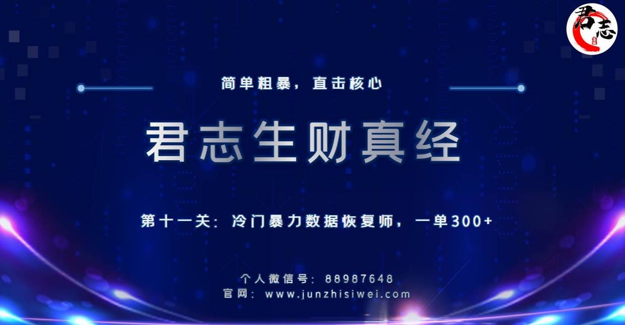 君志生财真经第十一关：冷门暴力数据恢复师，一单300+|小鸡网赚博客
