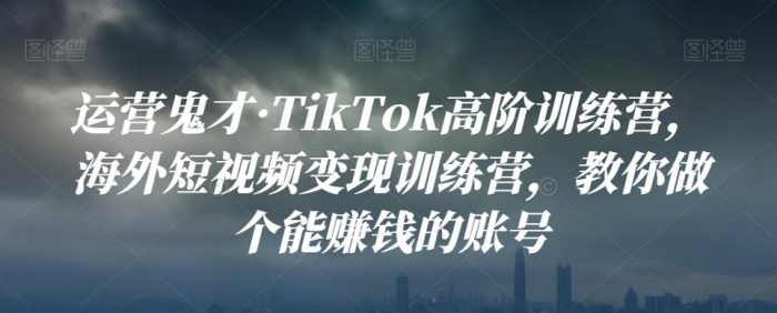 运营鬼才·TikTok高阶训练营，海外短视频变现训练营，教你做个能赚钱的账号|小鸡网赚博客