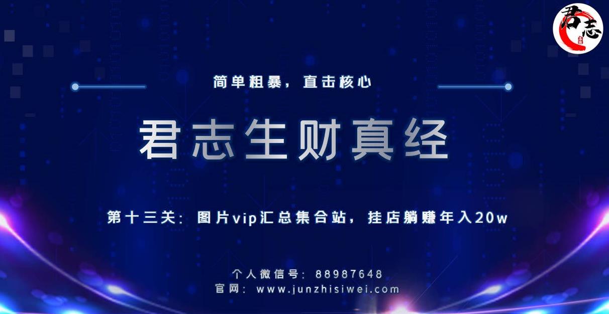 君志生财真经第十三关：图片vip汇总集合站，挂店躺赚年入20w|小鸡网赚博客