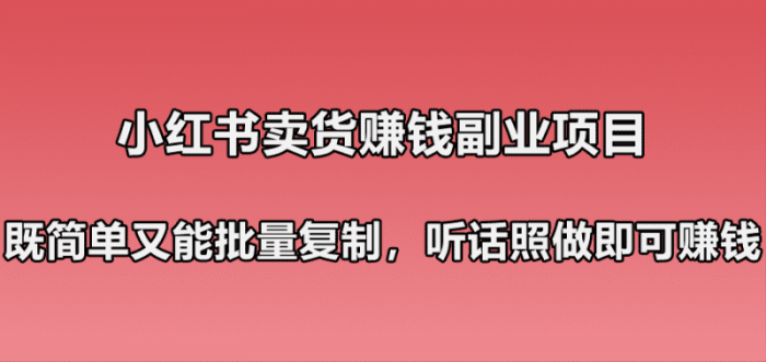 小红书卖货赚钱副业笔记:既简单又能批量复制,只要听话照做就可以赚钱!|小鸡网赚博客