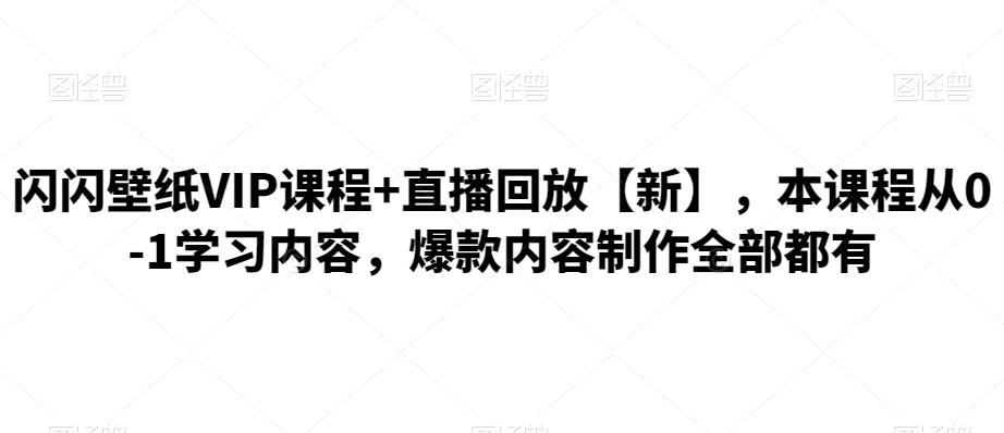 闪闪壁纸VIP课程+直播回放【新】，本课程从0-1学习内容，爆款内容制作全部都有|小鸡网赚博客
