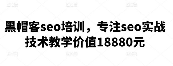 黑帽客seo培训，专注seo实战技术教学价值18880元|小鸡网赚博客