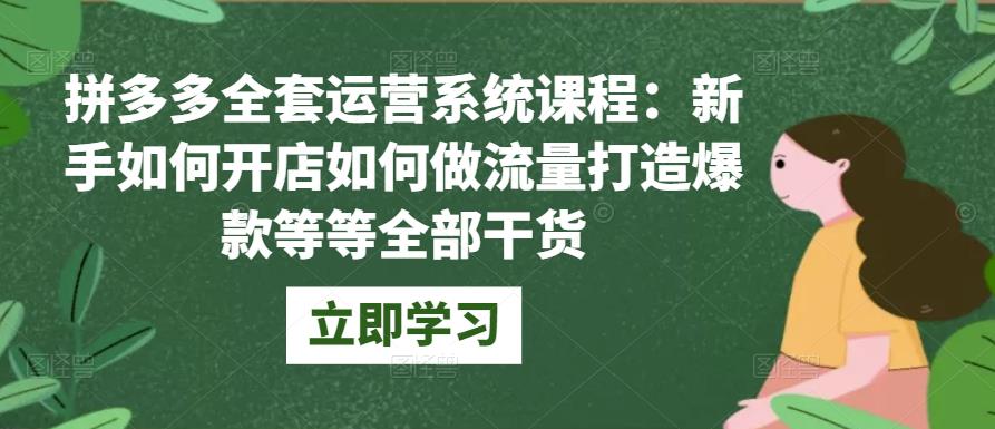 拼多多全套运营系统课程：新手如何开店如何做流量打造爆款等等全部干货|小鸡网赚博客