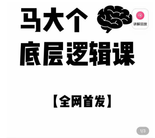 马大个·底层逻辑课，51节底层逻辑智慧课-价值1980元|小鸡网赚博客