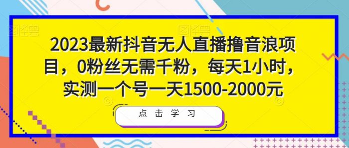 2023最新抖音无人直播撸音浪项目,0粉丝无需千粉,每天1小时,实测一个号一天1500-2000元|小鸡网赚博客