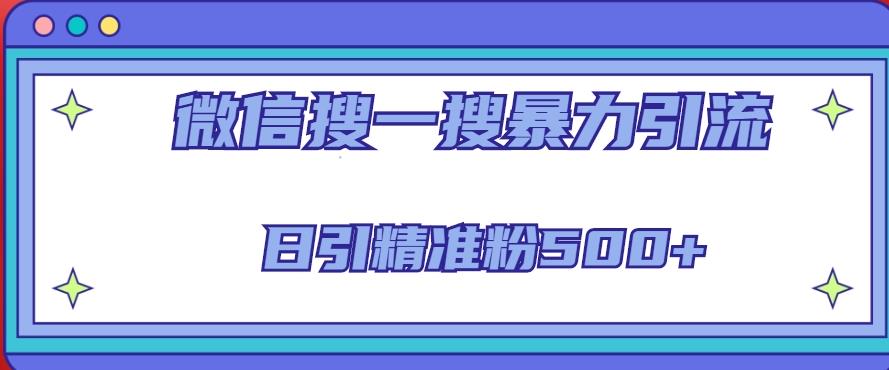 微信搜一搜引流全系列课程，日引精准粉500+（8节课）|小鸡网赚博客
