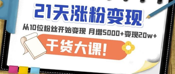 21天精准涨粉变现干货大课：从10位粉丝开始变现月增5000+变现20w+|小鸡网赚博客