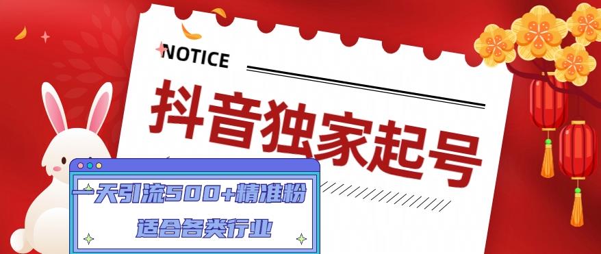 抖音独家起号，一天引流500+精准粉，适合各类行业（9节视频课）|小鸡网赚博客