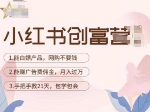 小红书创富营-教小红书带货，陪跑21天，教你赚广告费佣金，月入过万|小鸡网赚博客