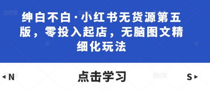 绅白不白·小红书无货源第五版,零投入起店,无脑图文精细化玩法|小鸡网赚博客