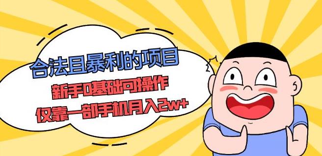 合法且暴利的项目，新手0基础可操作，仅靠一部手机月入2w+|小鸡网赚博客