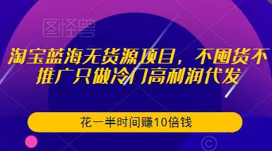 淘宝蓝海无货源项目，不囤货不推广只做冷门高利润代发，花一半时间赚10倍钱|小鸡网赚博客