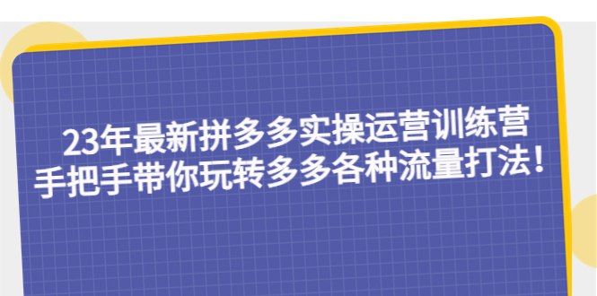 23年最新拼多多实操运营训练营：手把手带你玩转多多各种流量打法！|小鸡网赚博客