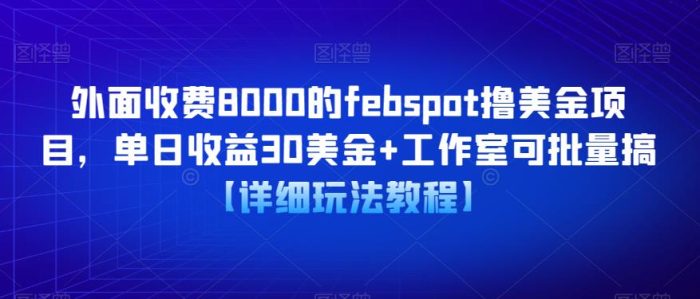 外面收费8000的febspot撸美金项目，单日收益30美金+工作室可批量搞【详细玩法教程】|小鸡网赚博客