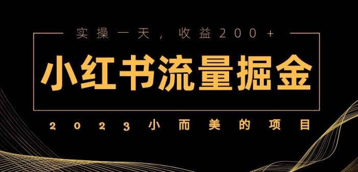 2023小而美的项目，小红书流量掘金，实操一天，收益200+【揭秘】|小鸡网赚博客