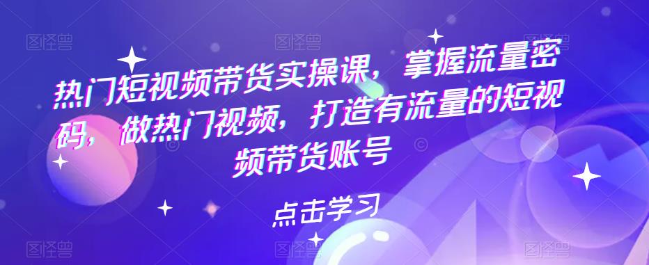 热门短视频带货实操课，掌握流量密码，做热门视频，打造有流量的短视频带货账号|小鸡网赚博客