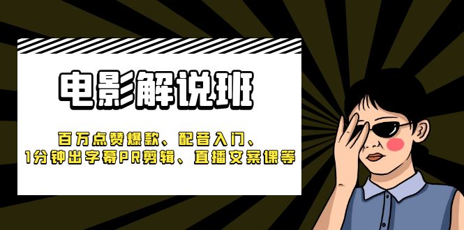 《电影解说班》百万点赞爆款、配音入门、1分钟出字幕PR剪辑、直播文案课等|小鸡网赚博客
