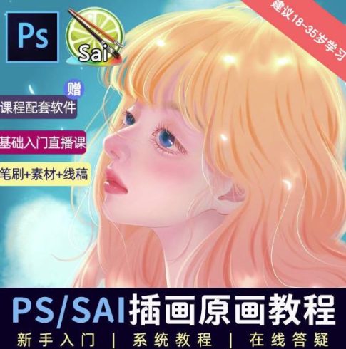 价值1288的原画插画教程零基础CG漫画SAI线稿笔刷手绘画数位板绘视频课程|小鸡网赚博客