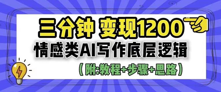 情感类AI写作底层逻辑，3分钟掌握变现技巧（附：详细教程及步骤+独家资料）【揭秘】|小鸡网赚博客