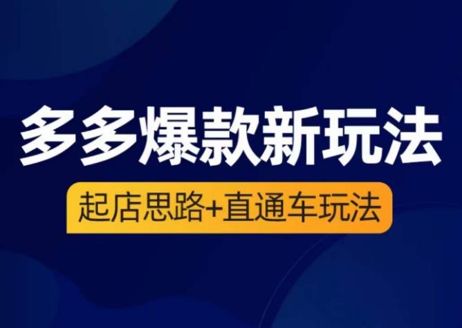 海神·多多爆款新玩法，​起店思路+直通车玩法（3节精华课）|小鸡网赚博客