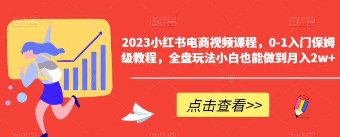 2023小红书电商视频课程，0-1入门保姆级教程，全盘玩法小白也能做到月入2w+|小鸡网赚博客