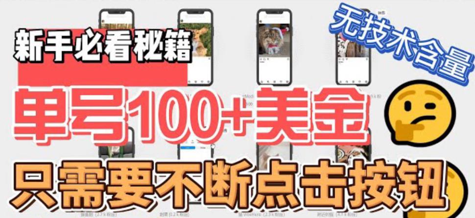 最新无脑只需不断点击按钮，单号100美金暴利项目，可批量操作【揭秘】|小鸡网赚博客