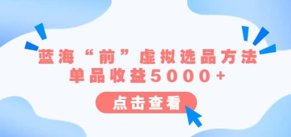 某公众号付费文章《蓝海“前”虚拟选品方法：单品收益5000+》|小鸡网赚博客