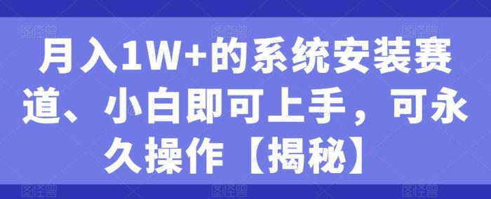 月入1W+的系统安装赛道、小白即可上手,可永久操作|小鸡网赚博客
