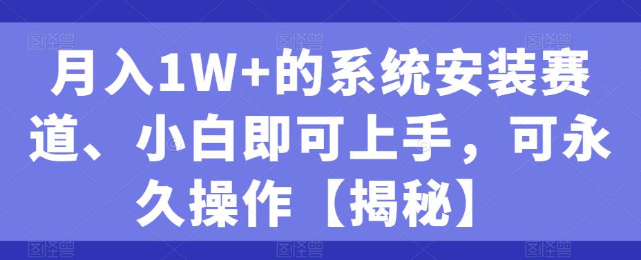 月入1W+的系统安装赛道、小白即可上手，可永久操作|小鸡网赚博客