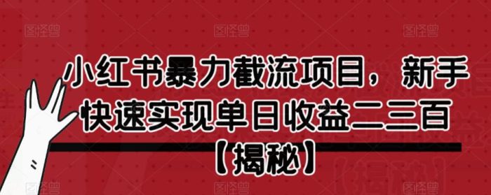 小红书暴力截流项目，新手快速实现单日收益二三百【仅揭秘】|小鸡网赚博客