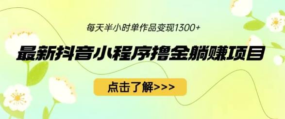 最新抖音小程序撸金躺赚项目，一部手机每天半小时，单个作品变现1300+【揭秘】|小鸡网赚博客