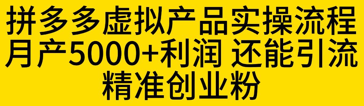 拼多多虚拟产品实操流程，月产5000+利润，还能引流精准创业粉【揭秘】|小鸡网赚博客