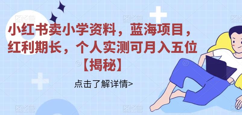 小红书卖小学资料，蓝海项目，红利期长，个人实测可月入五位【揭秘】|小鸡网赚博客