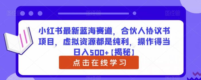 小红书最新蓝海赛道，合伙人协议书项目，虚拟资源都是纯利，操作得当日入500+【揭秘】|小鸡网赚博客
