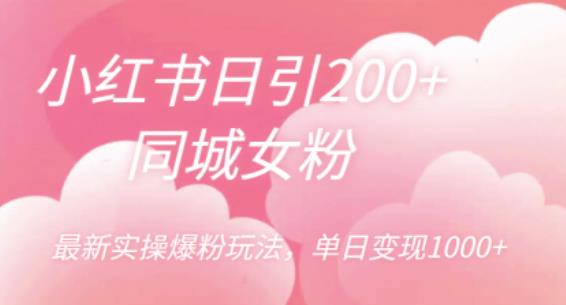 小红书日引200+同城女粉，最新实操爆粉玩法，单日变现1000+【揭秘】|小鸡网赚博客