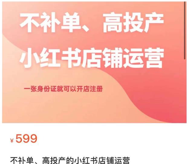 不补单、高投产的小红书店铺运营，一张身份证就可以开店注册|小鸡网赚博客