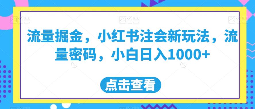 流量掘金，小红书注会新玩法，流量密码，小白日入1000+【揭秘】|小鸡网赚博客