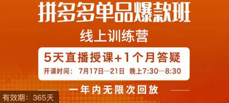 钟辰·拼多多单品爆款班，一个拼多多超级爆款养一个团队|小鸡网赚博客
