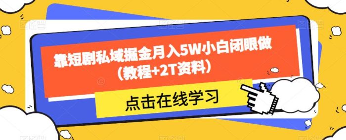 靠短剧私域掘金月入5W小白闭眼做（教程+2T资料）|小鸡网赚博客