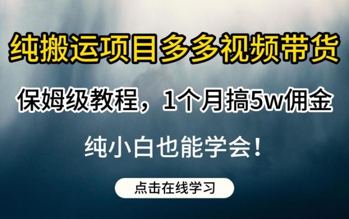 纯搬运项目多多视频带货保姆级教程，1个月搞5w佣金，纯小白也能学会【揭秘】|小鸡网赚博客