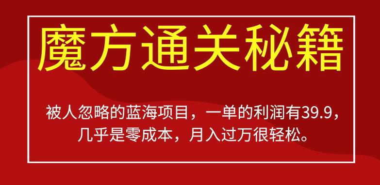 被人忽略的蓝海项目，魔方通关秘籍，一单的利润有39.9，几乎是零成本，月入过万很轻松【揭秘】|小鸡网赚博客